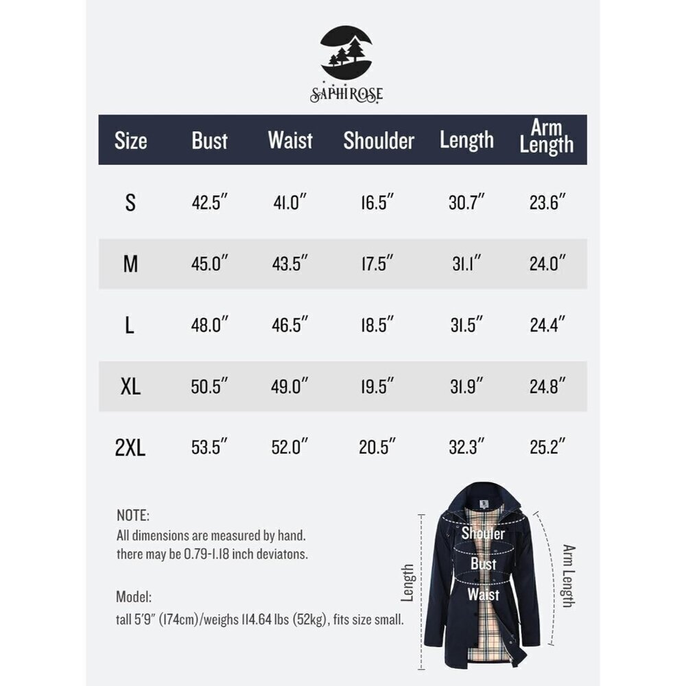 🆕Women's Navy Blue Waterproof Long Raincoat Windbreaker Jacket with Hood - Picture 7 of 7